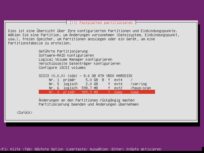 Ubuntu Partitionierung